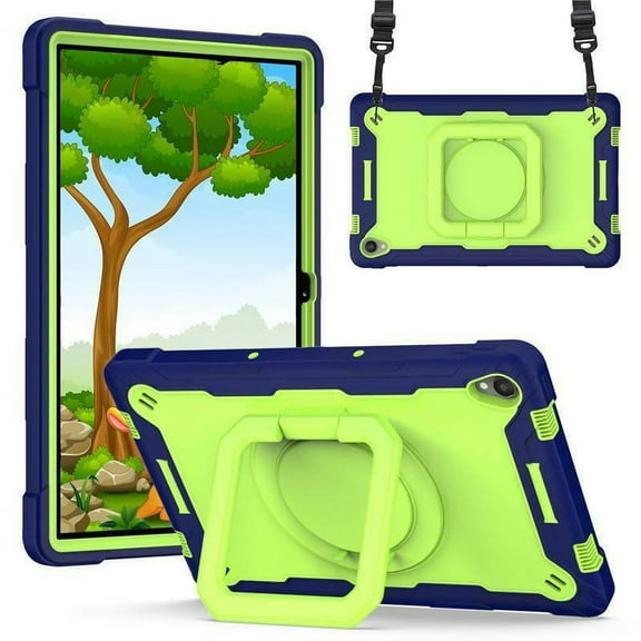 Epicgadget Lenovo Tab P11 / Tab P11 Plus Case (TB-J616F/TB-J606F/TB-J606X) Shockproof Heavy Duty Kickstand Shoulder Strap Sling Case for 11 inch Lenovo Tablet Tab P11 Plus & Tab P11 (Navy Blue/Green)