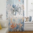 thumbnail image 6 of Octopus Coastal Sheer Curtains 108" Extra Long, Summer Beach Coral Starfish Blue Grey Light Filering Curtains, Privacy Drapes Simi Floor to Veiling Curtain for Living Room Large Window Treatment, 6 of 8
