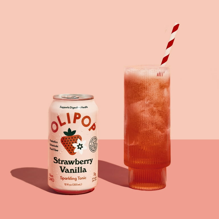 OLIPOP Prebiotic Soda, Strawberry Vanilla, 12 fl oz