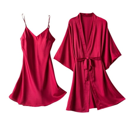 

EUHDSSDE Follure Satin Silk Pajamas Women Nightdress Lingerie Robes Underwear Sleepwear Sexy