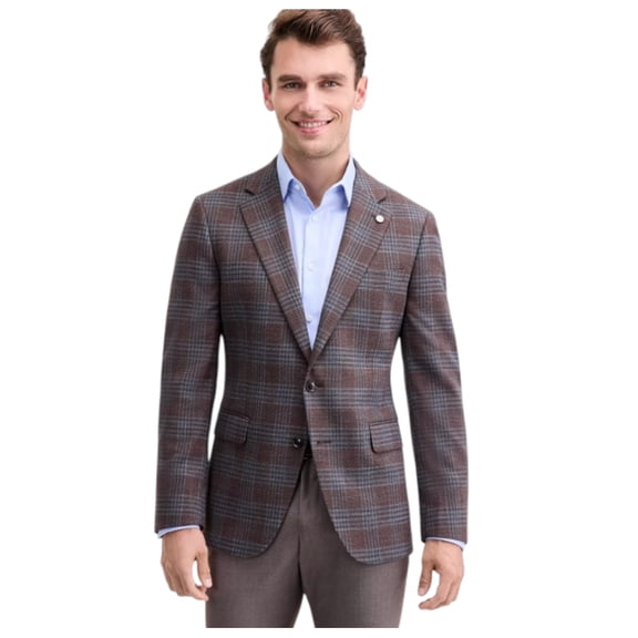 Ted Baker Mens Modern fit Sport Coat Blazer 36 R Brown Plaid Stretch