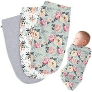 Henry Hunter Baby Swaddle Cocoon Sack | Soft Stretchy Comfortable Cotton Receiving Blanket for Infants & Newborns 0-3 Months (Peony | Bouquet | Light Heather)