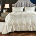thumbnail image 3 of Move Over Beige Grey Duvet Cover Set Twin Silk like Satin Bedding Sets Solid Color Pattern Silky Microfiber No Filling, 3 of 8