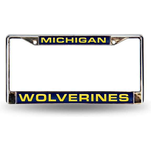Michigan-Wolverine's Chrome Metal License Plate Frame Holder