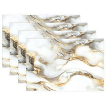Ryvnso Placemats Set of 4 White Marble Dining Mats Heat-Resistant Non-Slip Washable Table Mat