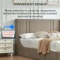 thumbnail image 6 of Queen Bed Frame with Storage, Upholstered Platform Bed with Lift up Hydraulic System, Linen Fabric Wingback Headboard, Wood Slats Support, Easy Assembly, No Box Spring Needed, Brown, 6 of 10