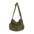 thumbnail image 3 of Bolso de hombro de lona grande con capacidad para adolescentes, de mezclilla suave y lisa, para viajes, unisex, informal, tipo bandolera, XA304C, 3 of 5