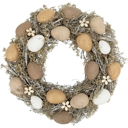 Northlight Neutral Earth Tones Small Speckled Egg Easter Twig Artificial Wreath - 12"