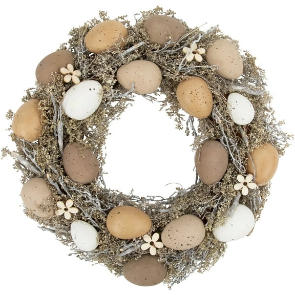 Northlight Neutral Earth Tones Small Speckled Egg Easter Twig Artificial Wreath - 12"