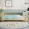 thumbnail image 4 of Full Bed Frames with Rails, Iron Full Montessori Bed with Slats Support, Low to Ground with Removable Bed Rails for Bedroom Living Room, Natural, 4 of 7