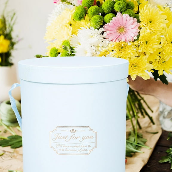 HONMEET Bouquet Packaging Box Flowers Round Box Paperboard Blue Flower Lovers 3Pcs