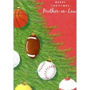 Designer Greetings Tree Decorated with Sports Ornaments : Basketball, Football, Golf Brother-in-Law Christmas Card