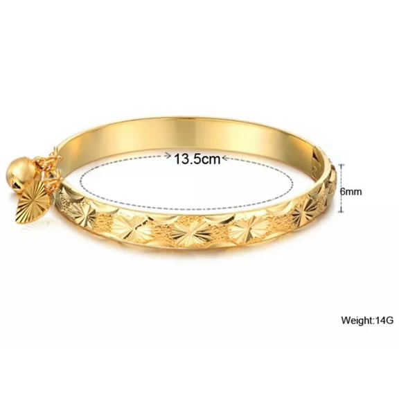 HOOUN Baby Gifts Gold plated Bracelet Fashion Cuff bangle Sweet Heart Bell 1.7''