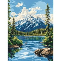 Mountain Lake Canvas Painting Wall Art, Perfect for Living Room, Bedroom, Office, Bathroom, and Kitchen Decor.