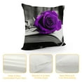 thumbnail image 4 of JEUXUS   Flower Throw Pillow Covers Purple Rose Couch Bed Decorative Pillow Covers Dark Purple Grey Black Floral Square Pillow Cases Purple Farmhouse Pillow Cover (Purple Black), 4 of 5