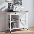 thumbnail image 7 of Catrimown Farmhouse Kitchen Island Cart on Wheels, Rolling Kitchen Cart with Storage, Microwave Stand Coffee Cart, White, 7 of 7