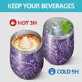thumbnail image 4 of 12oz Stemless Wine Tumblers Purple Paisley Pattern Vacuum Insulated Stainless Steel Travel Tumbler Cups Mug with Lid and Straw for Champaign,Cocktail,Beer with Cleaning Brush, 4 of 5