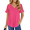 B-Rose Red, variant on Womens Summer Tops V Neck Lace Short Sleeve Shirts Casual Curved Hem Loose Fit Blouses