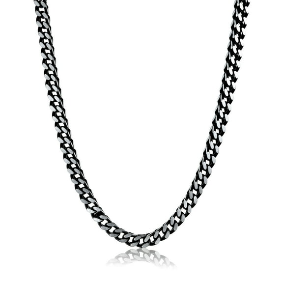 Metro Jewelry Black Ion Plated Two Tone Stainless Steel 6 MM Foxtail Chain Necklace - 24 Inch