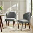 thumbnail image 2 of Upholstered Gray Dining Chairs Set of 2 Armless Side Chairs Solid Wood Legs Restaurant Kitchen, 2 of 8