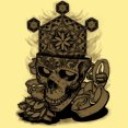 thumbnail image 2 of Flower of Life Skull Golden Mens Banana Cream Yellow Graphic Tee - Design By Humans  L, 2 of 3