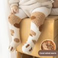 thumbnail image 2 of Fluffy Cat Paw Pattern Animal Bed Socks, Super Soft Fuzzy Winter Cozy Cute Baby Home Bed Socks, 2 of 7