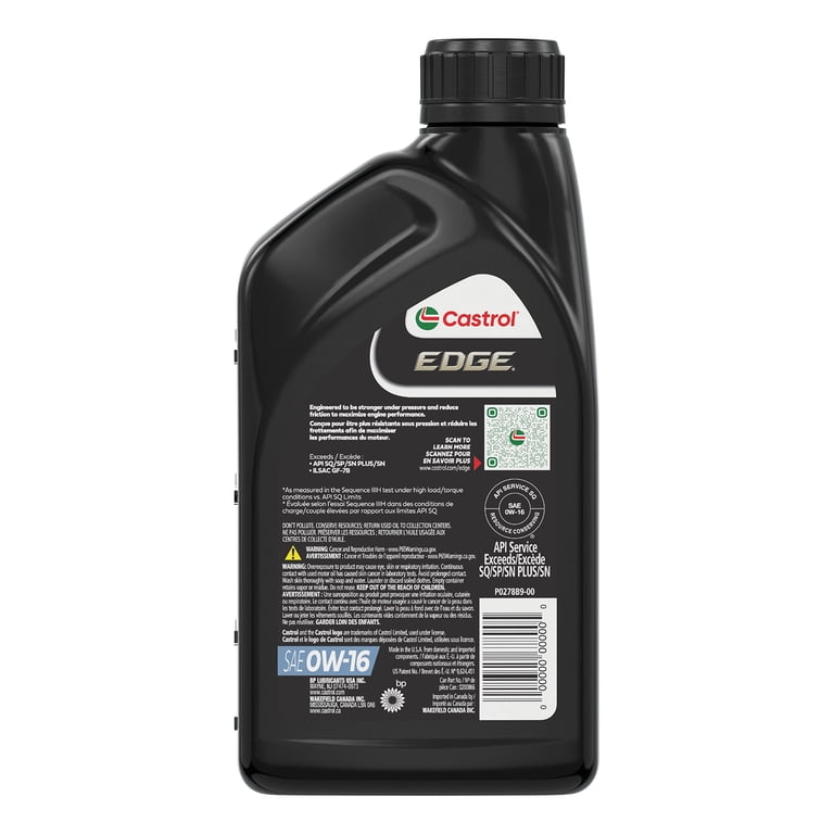 Castrol Edge 0W-16 Advanced Full Synthetic Motor Oil, 1 Quart