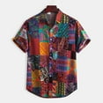 thumbnail image 2 of Haut Chemise Coupe Ample Col Chic Rétro Motif Irrégulier Été Chemise Homme, 2 of 5