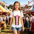 thumbnail image 2 of Tfken Girls Soft Comfy Tops Holiday Daily Wear Summer Short Sleeve Tshirts Tees Print Graphic Comfortable T-Shirts Children Trendy Clothes Size 5-6 Years, 2 of 4