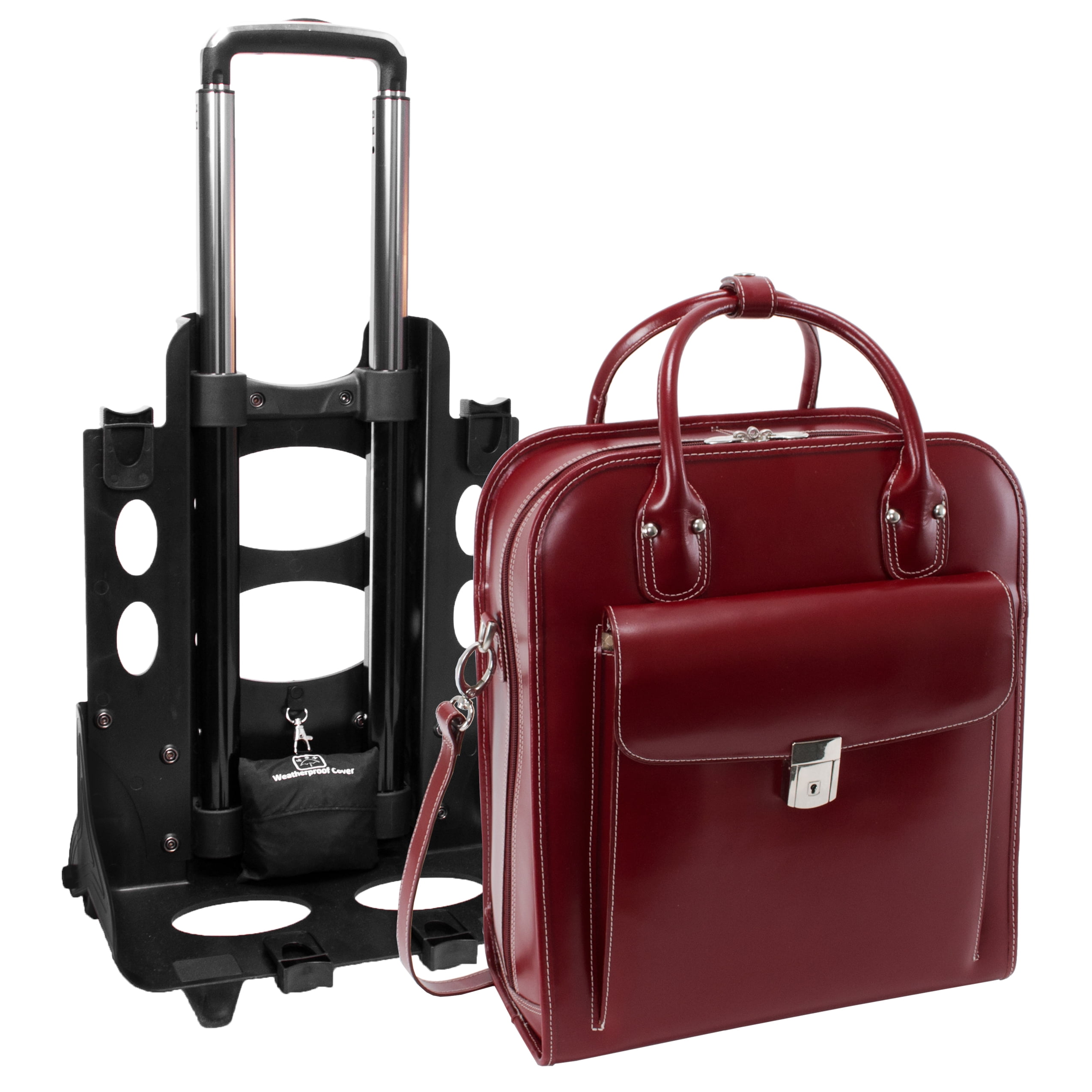 McKlein, W Series, LA GRANGE, Top Grain Cowhide Leather, 15" Leather Vertical Patented Detachable -Wheeled Ladies' Laptop Briefcase