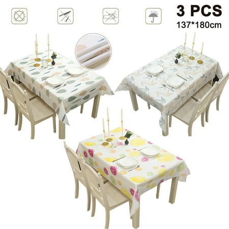 

3-piece Set Table Cloth Waterproof Oil-Proof Tablecloth PVC Spillproof Table Cover for Indoor Outdoor Camping Picnic Rectangular