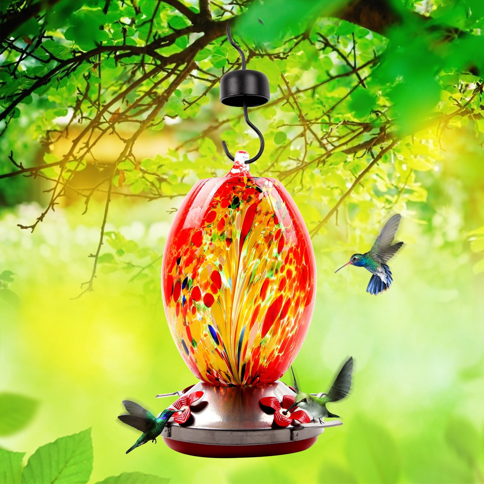Hummingbird Feeder - Easy Clean Glass Design for Outdoor Bird Watching