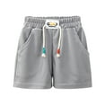 thumbnail image 2 of Tdoqot Boys Athletic Shorts With Pockets- Casual Elastic Waist Summer Cotton Drawstring Active Shorts Gray Size 6 T, 2 of 7