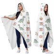 thumbnail image 2 of Wearable Blanket,White Cartoon Dinosaurs Sweets Rainbows Pattern Hooded Wearable Flannel Blanket for Adults & Teens,Winter Poncho Shawl Wrap Cape Cozy Anti-Pill,60"x80", 2 of 5