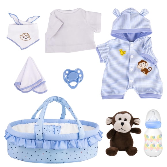 Set de ropa Reborn Baby Dolls Aori con capazo para 40-45 cm