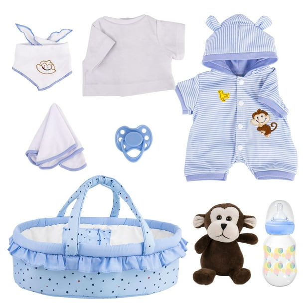 Set de ropa Reborn Baby Dolls Aori con capazo para 40-45 cm