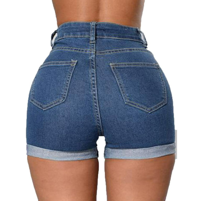 Gloriia Jean Shorts Women, Womens High Rise Butt Lift Denim Shorts Rolled  Up Summer Shorts 