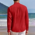 thumbnail image 4 of Huresd Men's Lightweight Casual Button Down Shirts Textured Business Dress Shirts Red XL, 4 of 5