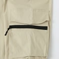 thumbnail image 3 of Pantalones largos para hombre, elásticos, de color liso, con cremallera, múltiples bolsillos, cintura elástica, cordón ajustable, de poliéster., 3 of 8