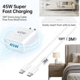 thumbnail image 4 of 2 Pack 45W i Phone 17 16 Pro Max Charger Fast Charging, 10ft USB C Charging Cable Cord Fast Charging Android Phone Wall Charger for iPhone 17 Pro Max/17 Pro/Air/17/16/16Pro/16ProMax/Plus/15/S25-White, 4 of 8