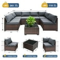 thumbnail image 2 of Decksplore 7 Piece Outdoor Furniture Set, 7 Pieces Outdoor Rattan Sectional Sofa Set with Glass Table and Cushions, Wicker Patio Conversation Set for Outdoor Indoor Backyard Lawn Garden Porch Gray, 2 of 12
