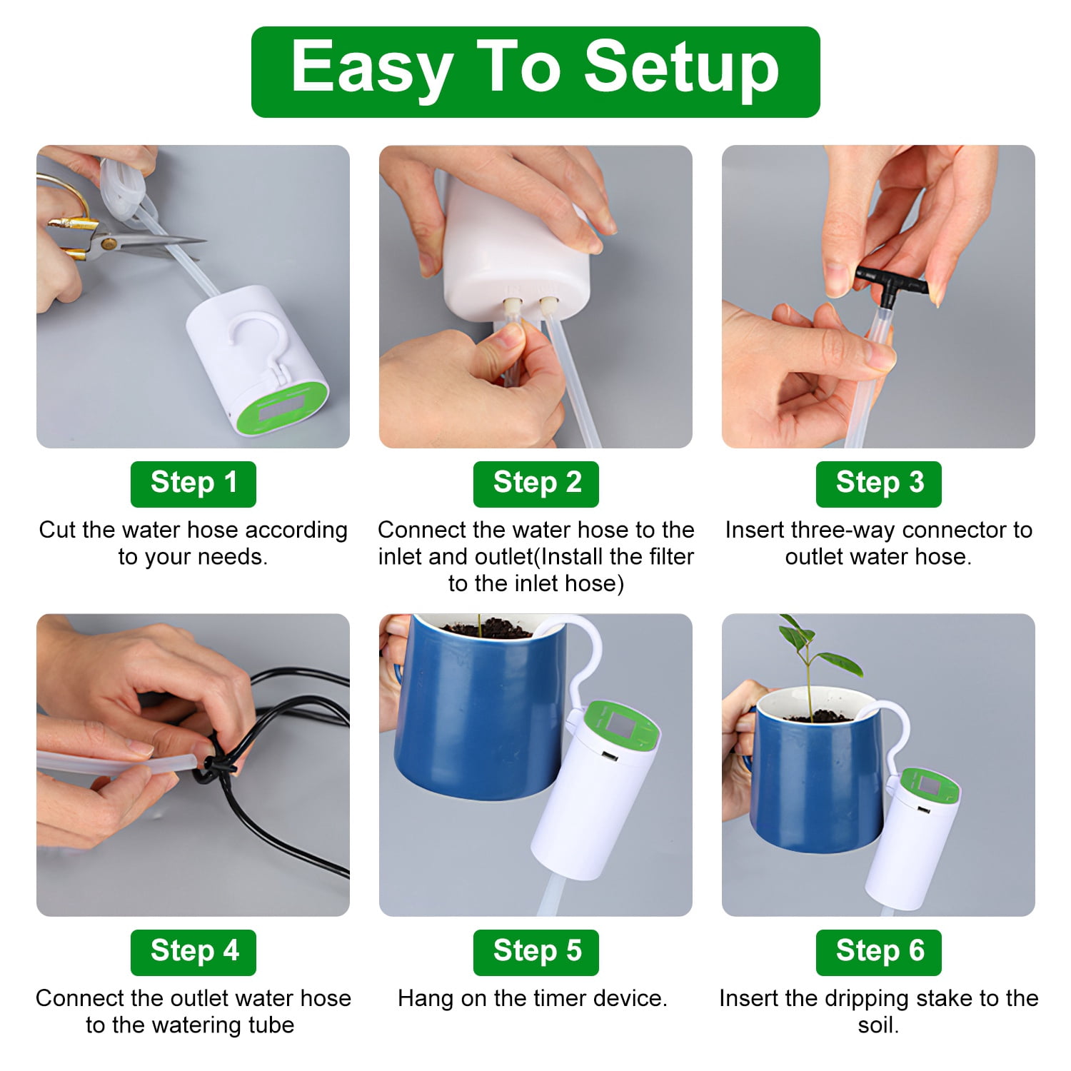 Automatic Watering System TeqHome Automatic Drip Irrigation Kit with Programmable Timer Indoor Self Watering System for Potted Plants