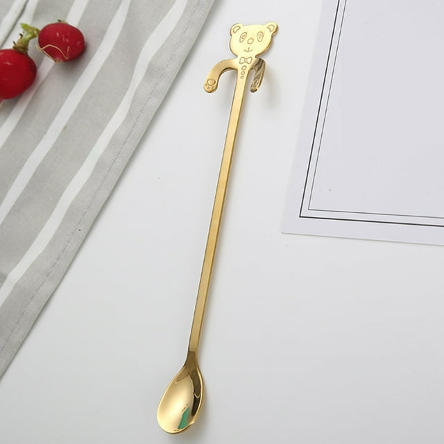 Boovnll Spoons, Hangable Stainless Steel Spoon 304 Stainless Steel Ice Spoon Stirring Spoon Cute Little Handle Coffee Spoon, Kitchen Gadgets, Plastic Spoons, Spoon