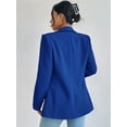 thumbnail image 2 of Women Casual Blazer Suit Open Front Shawl Collar Long Sleeve Fitted Jacket for Office Work Blue S, 2 of 6