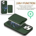 thumbnail image 3 of Compatible with Magsafe Wireless  Charging 2 in 1 Detachable for iPhone 13 Pro Wallet Case with Card Slot Women Men, Classic Magnetic PU Leather Flip Cover for iPhone 13 Pro, Green, 3 of 11