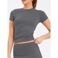 thumbnail image 6 of Women'S Basic Summer Short Sleeve Crewneck T-Shirts Y2K Cute Going Out Tops Baby Tee Dark Gray XS, 6 of 9