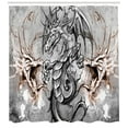 thumbnail image 3 of Ambesonne Dragon Shower Curtain, Scary Creature Sketch, 69"Wx84"L, Grey Umber, 3 of 3