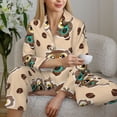 thumbnail image 6 of Pajama Sets for Women 2 Pcs, Cute Coffee Owls Button Down Long Sleeve Sleepwear Lounge PJ Sets, 6 of 6