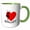 Green/White, variant on 3drose, Dancing Ballerina Silhouette, Red Heart, Black Text Ballet, 11oz Two-tone Black Mug