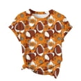 thumbnail image 6 of Womens Tops Rugby Printed Short Sleeved Round Neck Casual T-shirt Orange XXXXXL, 6 of 7